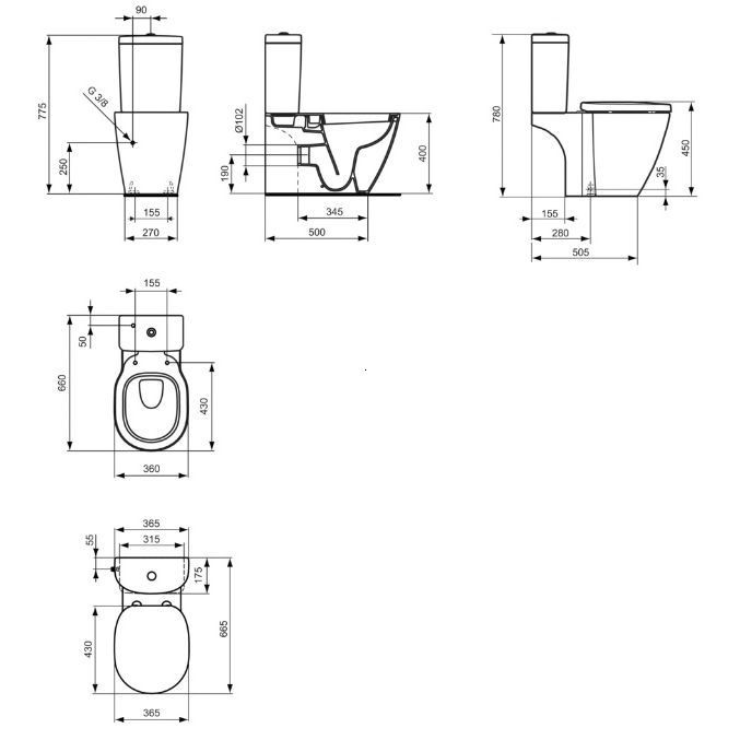 VAS WC CONNECT, EVACUARE LATERALA, 66.5X36.5